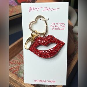 *NWT* Betsey Johnson Crystal Lips Handbag Charm Keychain